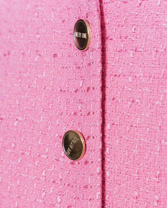 Rožinis trumpas kostiuminis tvido švarkas - Nitti.lt